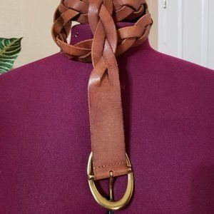 Brown Leather Braided Belt